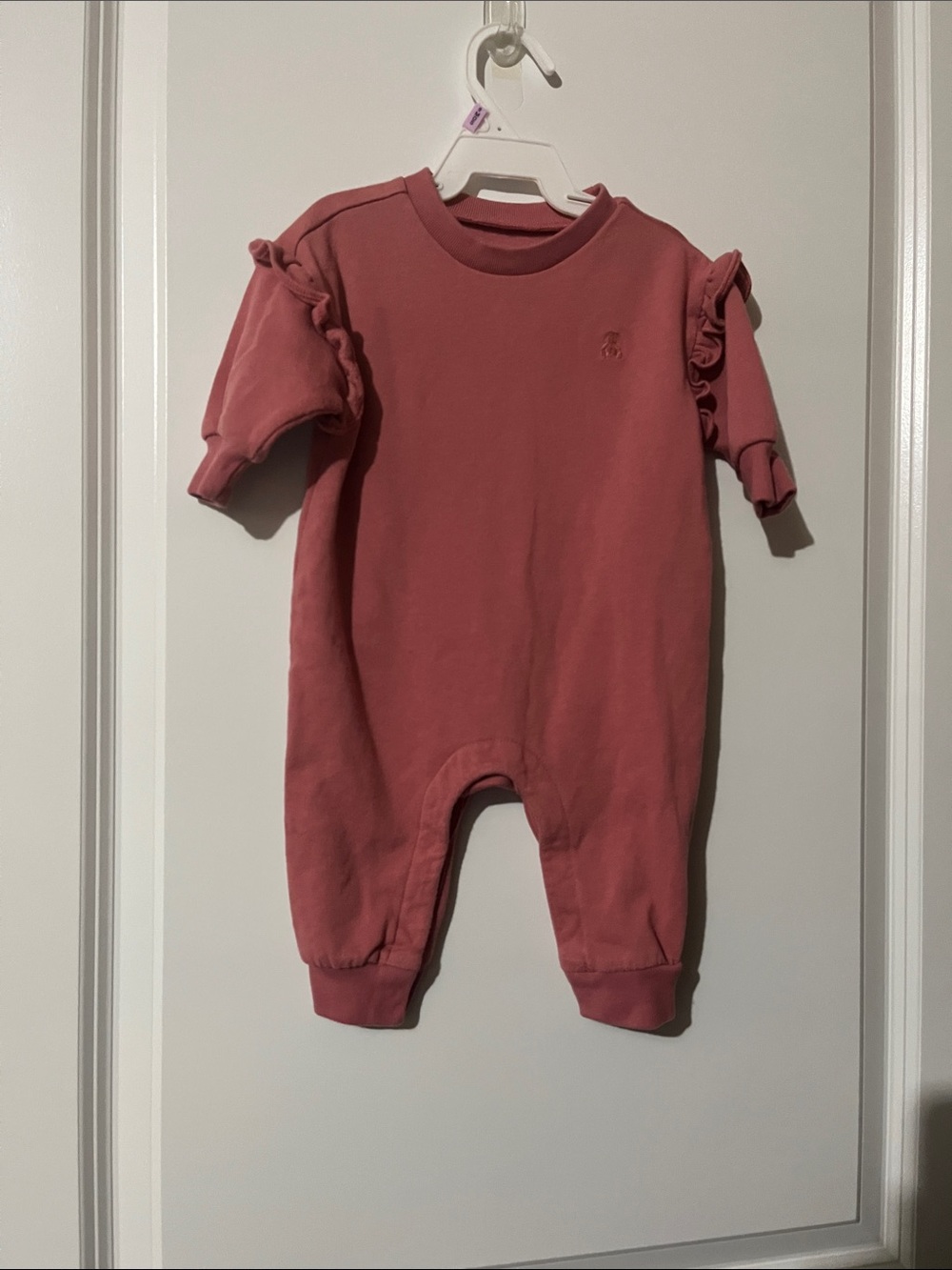 GAP Mauve Dusty Rose Ruffle-Sleeve Baby One-Piece
